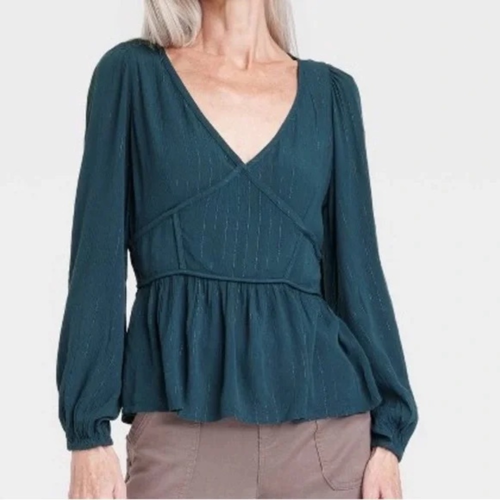 Knox Rose Navy Long Sleeve Blouse